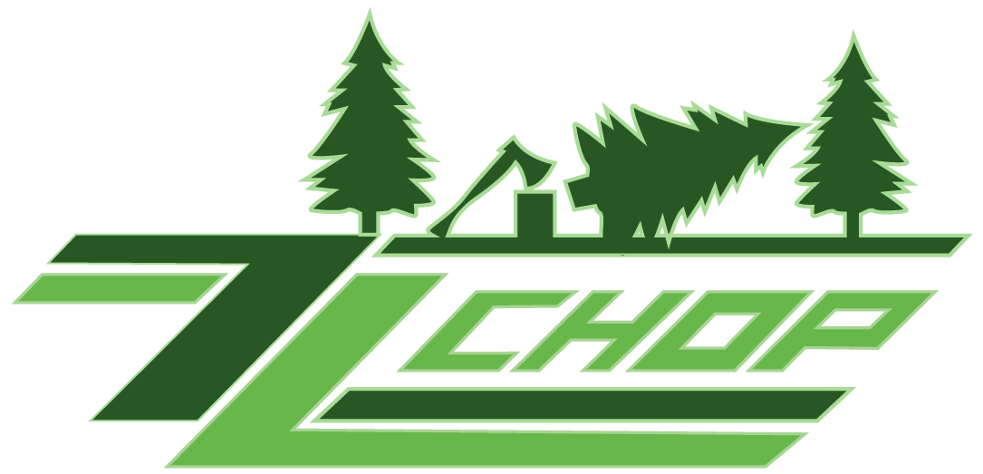 ZZ Chop Tree Care logo featuring stylized trees and a tree removal graphic, representing professional tree care services in Ottawa.